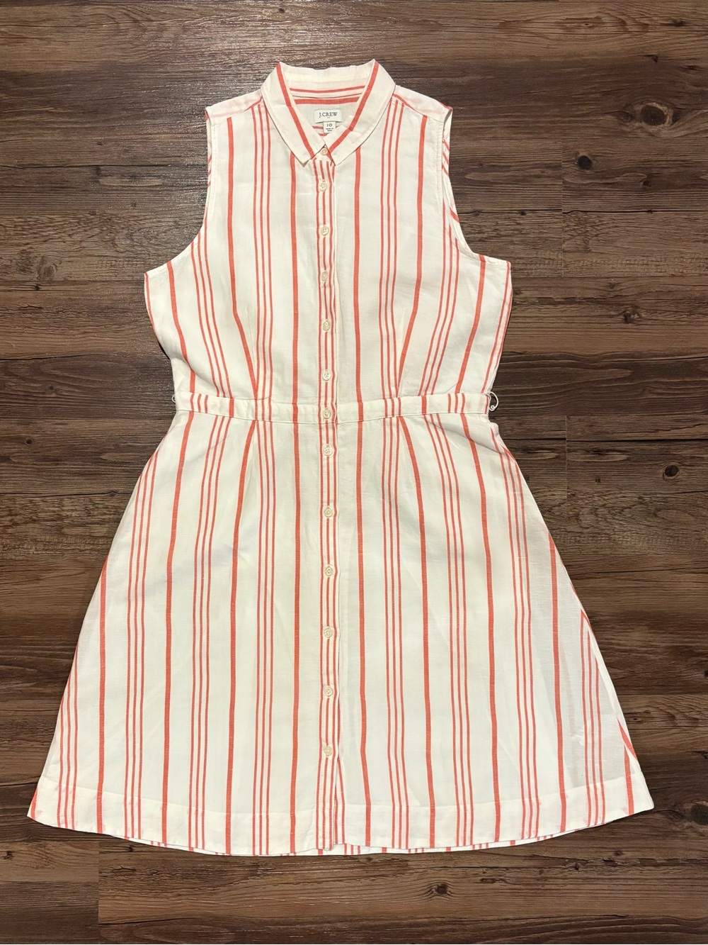 J. Crew Cream Dress with Coral Stripes